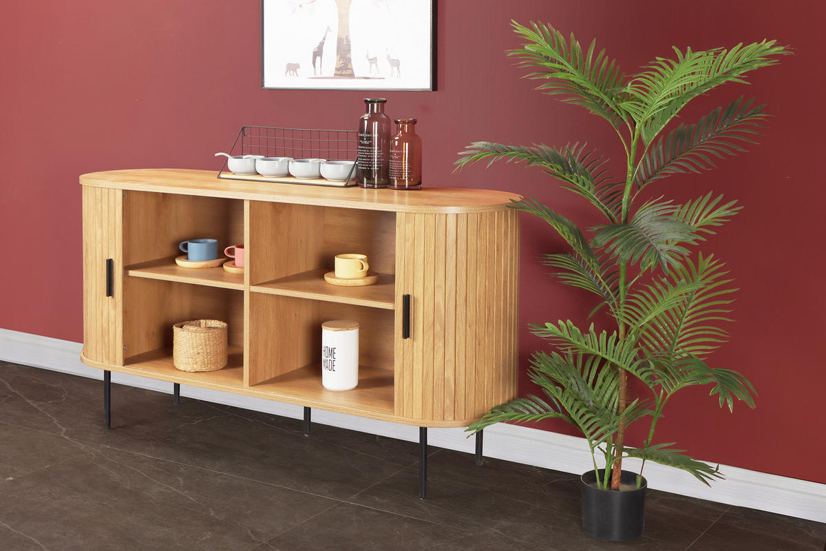 SIDEBOARD  in 140/76/40 cm  - Schwarz/Naturfarben, Design, Holzwerkstoff/Metall (140/76/40cm) - Livetastic