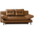 SCHLAFSOFA in Echtleder Cognac  - Cognac/Schwarz, Design, Leder/Metall (209/94/94cm) - Novel