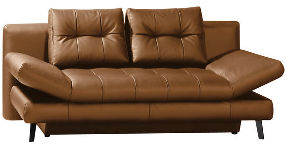 SCHLAFSOFA in Echtleder Cognac  - Cognac/Schwarz, Design, Leder/Metall (209/94/94cm) - Novel