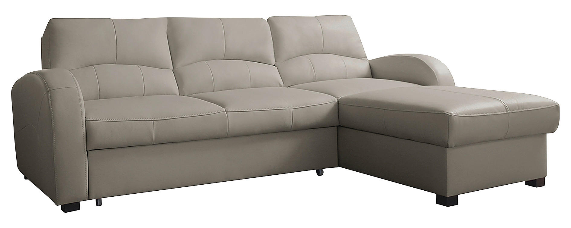 ECKSOFA Platinfarben Echtleder Lederlook  - Platinfarben/Schwarz, Design, Leder/Kunststoff (227/168cm) - Livetastic