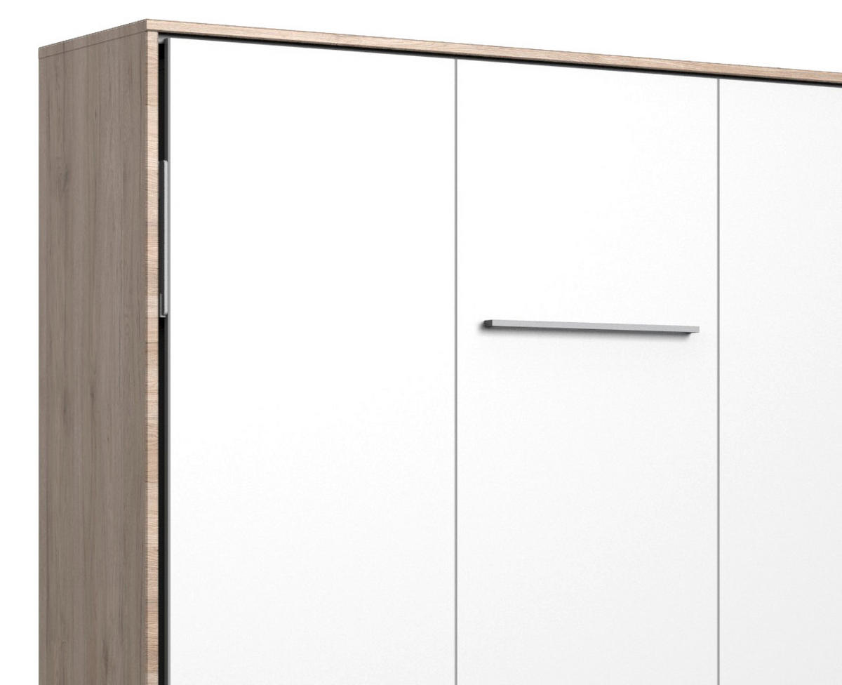 SCHRANKBETT 140/200 cm  in Weiß, Eichefarben Lattenrostinkl.  - Eichefarben/Weiß, KONVENTIONELL, Holz/Metall (140/200cm) - MID.YOU