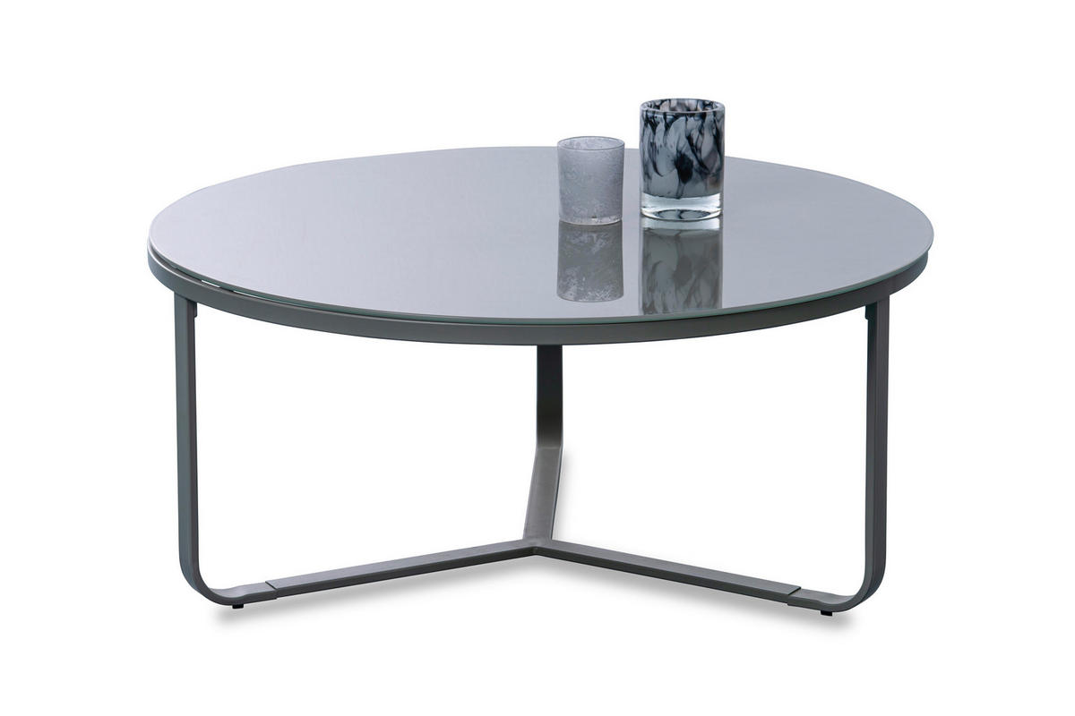 COUCHTISCH Sicherheitsglas 80/80/35 cm rund Grau  - Grau, Design, Glas/Metall (80/80/35cm) - Xora