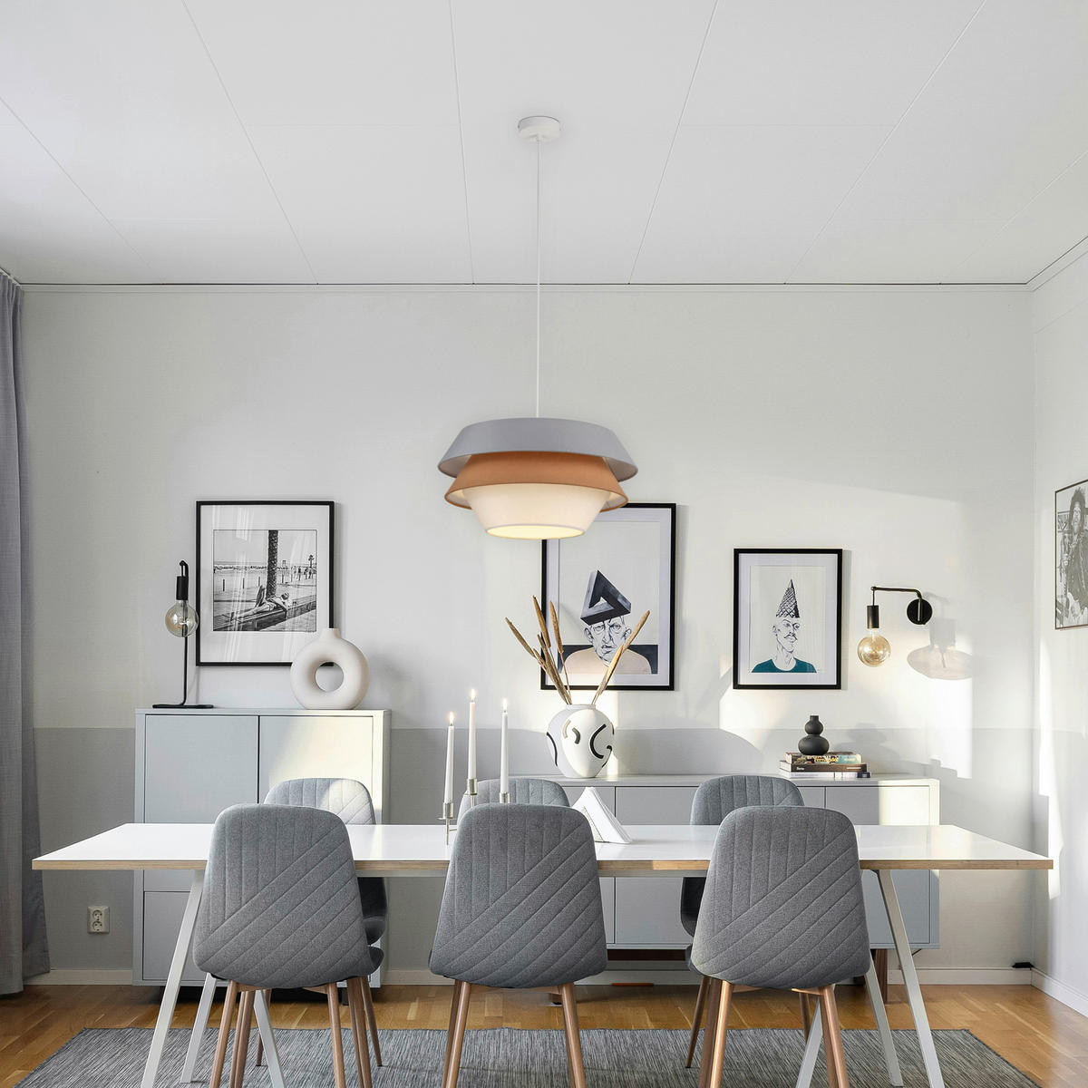 HÄNGELEUCHTE 50/130 cm  - Weiß/Grau, Trend, Kunststoff/Textil (50/130cm) - Collett's Monde