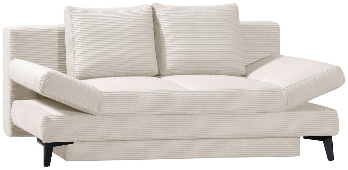 SCHLAFSOFA Cord Beige  inkl. Bettkasten, Schlaffunktion, Armteilverstellung  - Beige/Schwarz, Design, Textil/Metall (200/85/90cm) - Novel