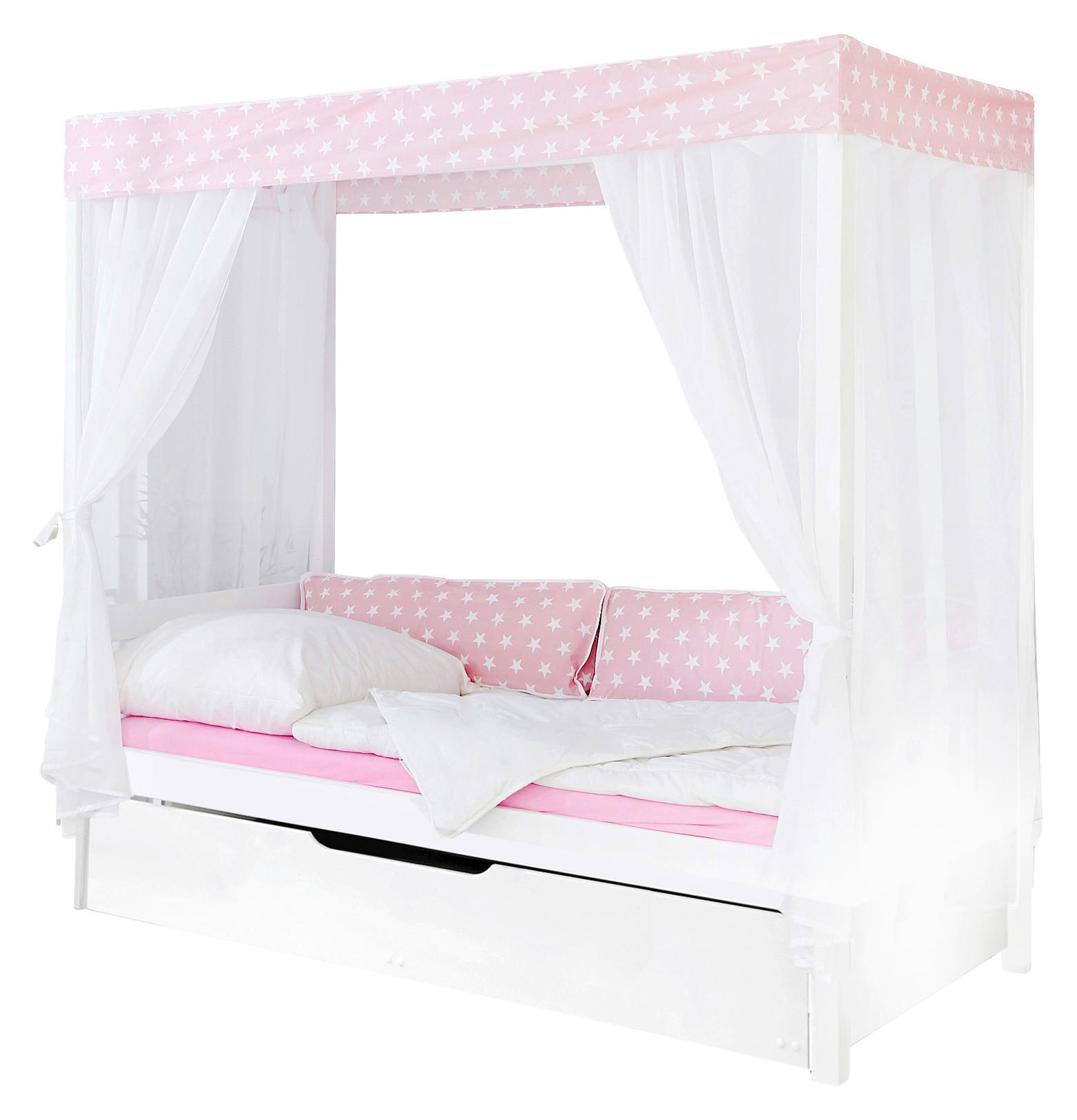 HIMMELBETT 90/200 cm in Rosa, Weiß - Weiß/Rosa, MODERN, Holz (90/200cm) - MID.YOU