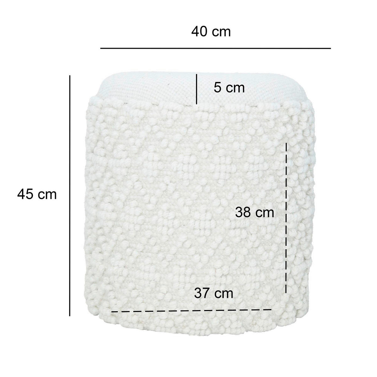 HOCKER in Textil Weiss  - Weiss, Basics, Textil (40/45/40cm) - Livetastic
