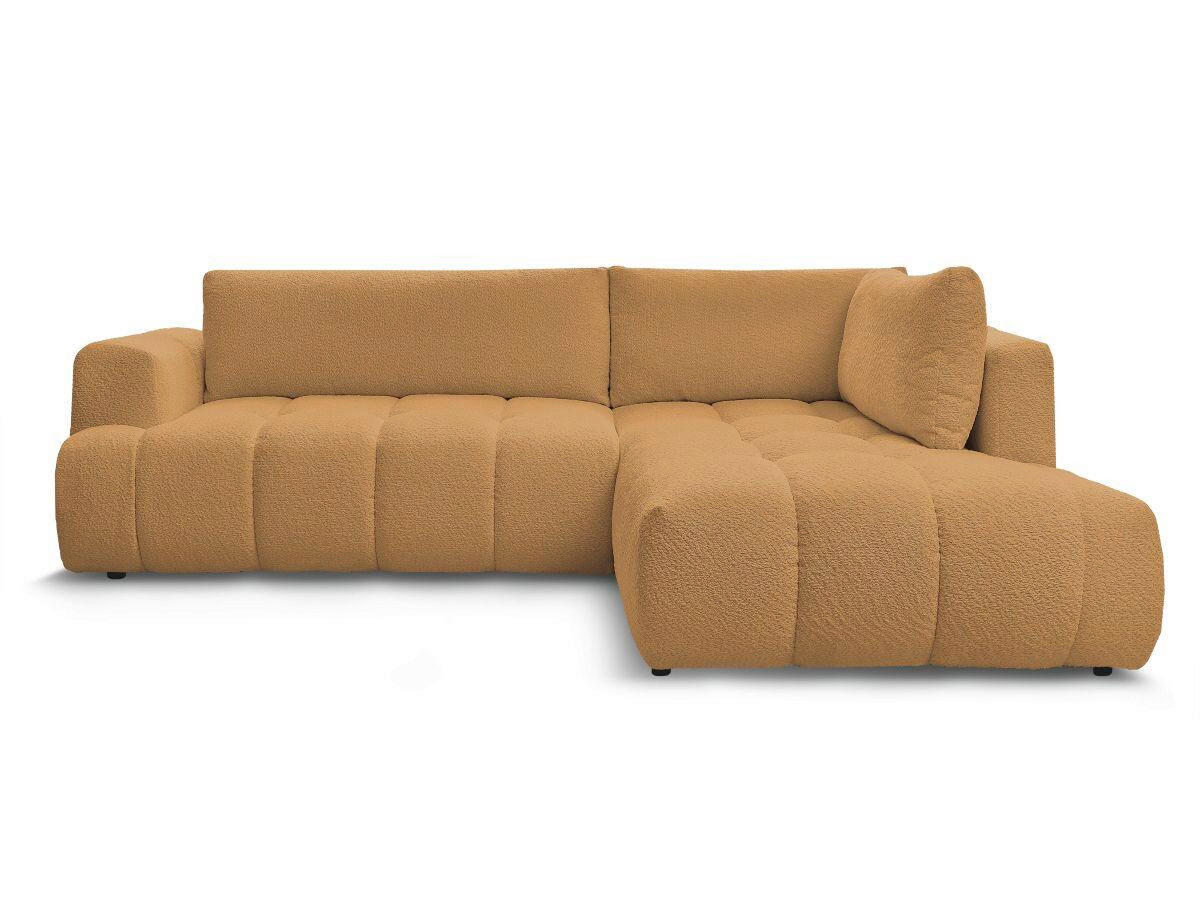 ECKSCHLAFSOFA EVEREST Bouclé Gelb  inkl. Rückenkissen, Schlaffunktion  - Gelb/Schwarz, MODERN, Kunststoff/Textil (282/204cm)