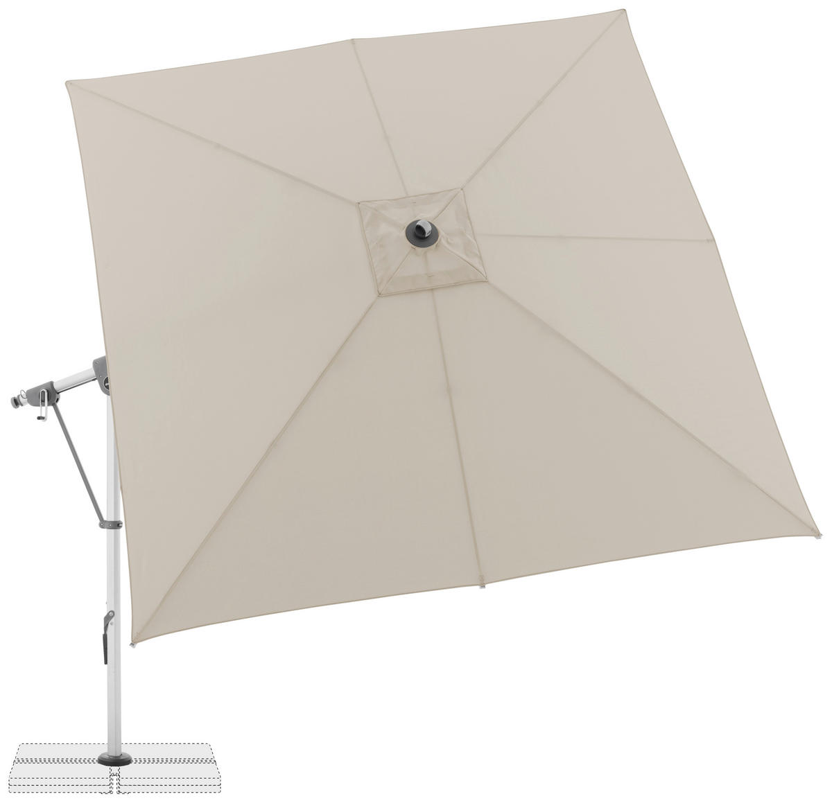 AMPELSCHIRM 300x300 cm  - Hellgrau/Naturfarben, Basics, Textil/Metall (300/300cm) - Doppler
