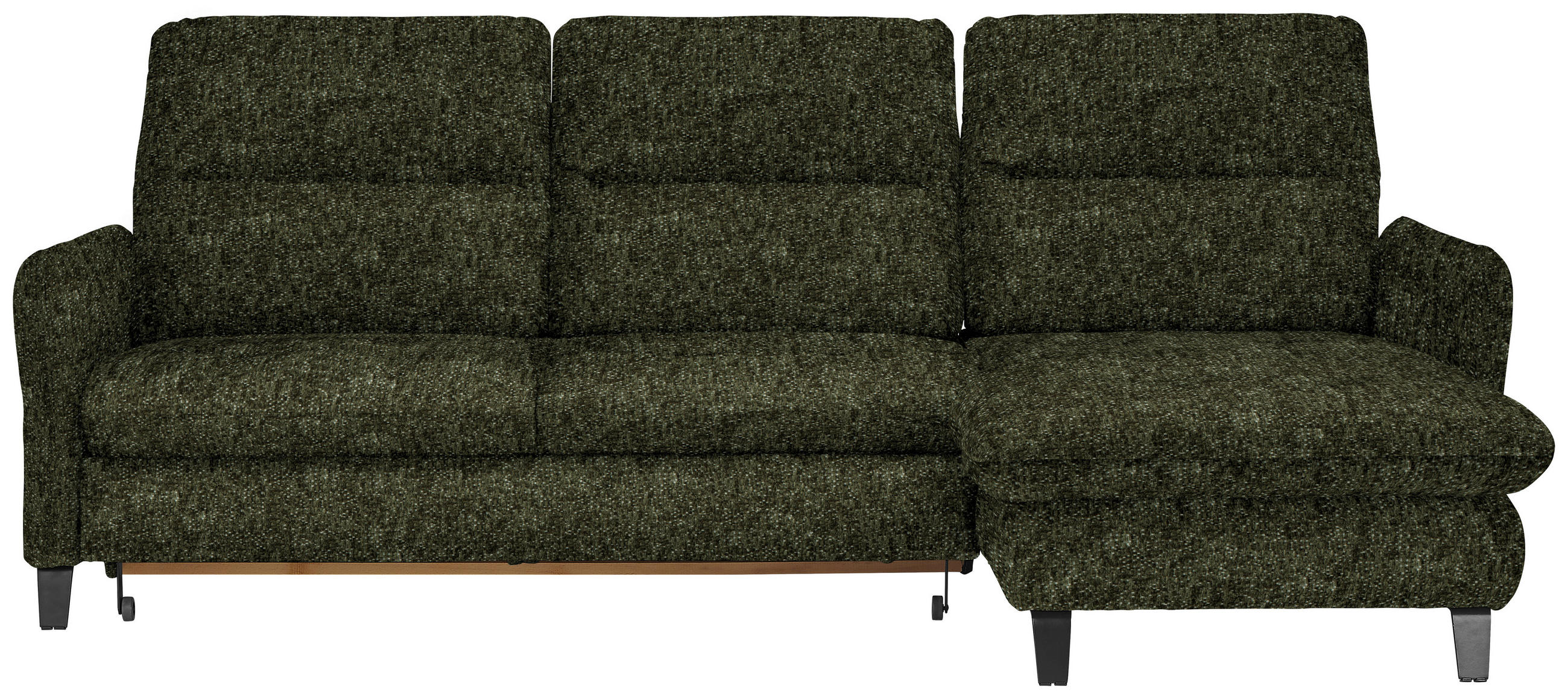 ECKSOFA Olivgrün Chenille  - Schwarz/Olivgrün, KONVENTIONELL, Textil/Metall (254/190cm) - Livetastic