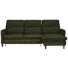 ECKSOFA Olivgrün Chenille  - Schwarz/Olivgrün, KONVENTIONELL, Textil/Metall (254/190cm) - Livetastic