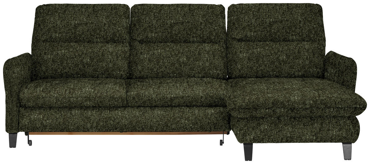ECKSOFA Olivgrün Chenille  - Schwarz/Olivgrün, KONVENTIONELL, Textil/Metall (254/190cm) - Livetastic