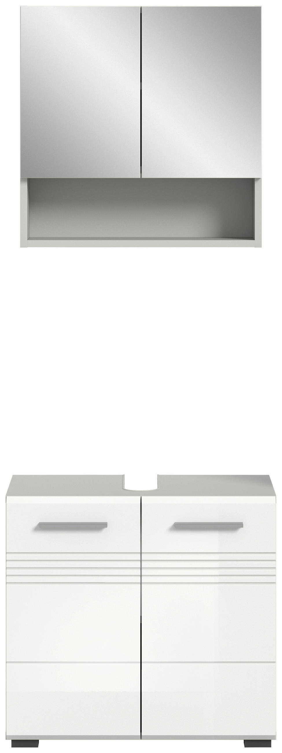 KOUPELNA šedá, vysoce lesklá bílá  - šedá/černá, Moderní, kompozitní dřevo/plast (60cm) - MID.YOU