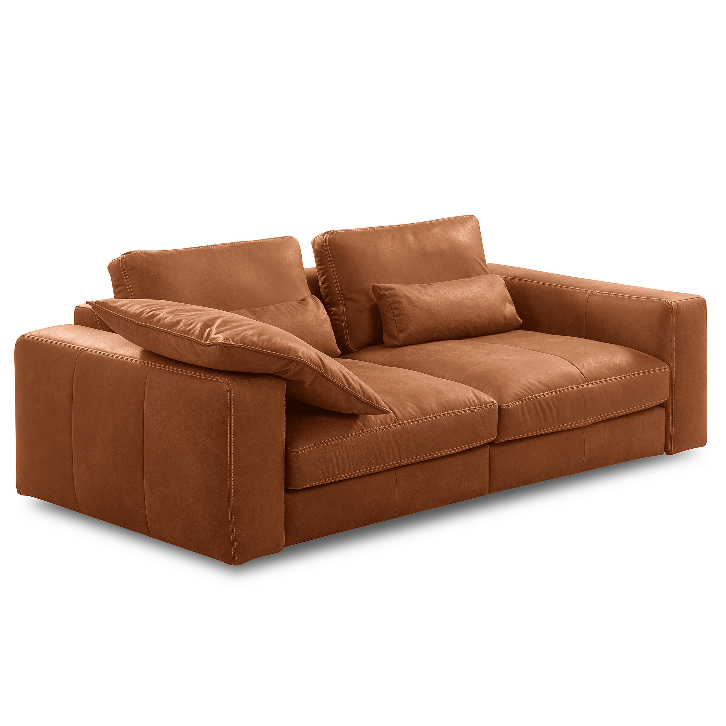 2-SITZER-SOFA Karamell Echtleder  - Beige/Karamell, Design, Leder/Kunststoff (240/85/123cm) - Livetastic