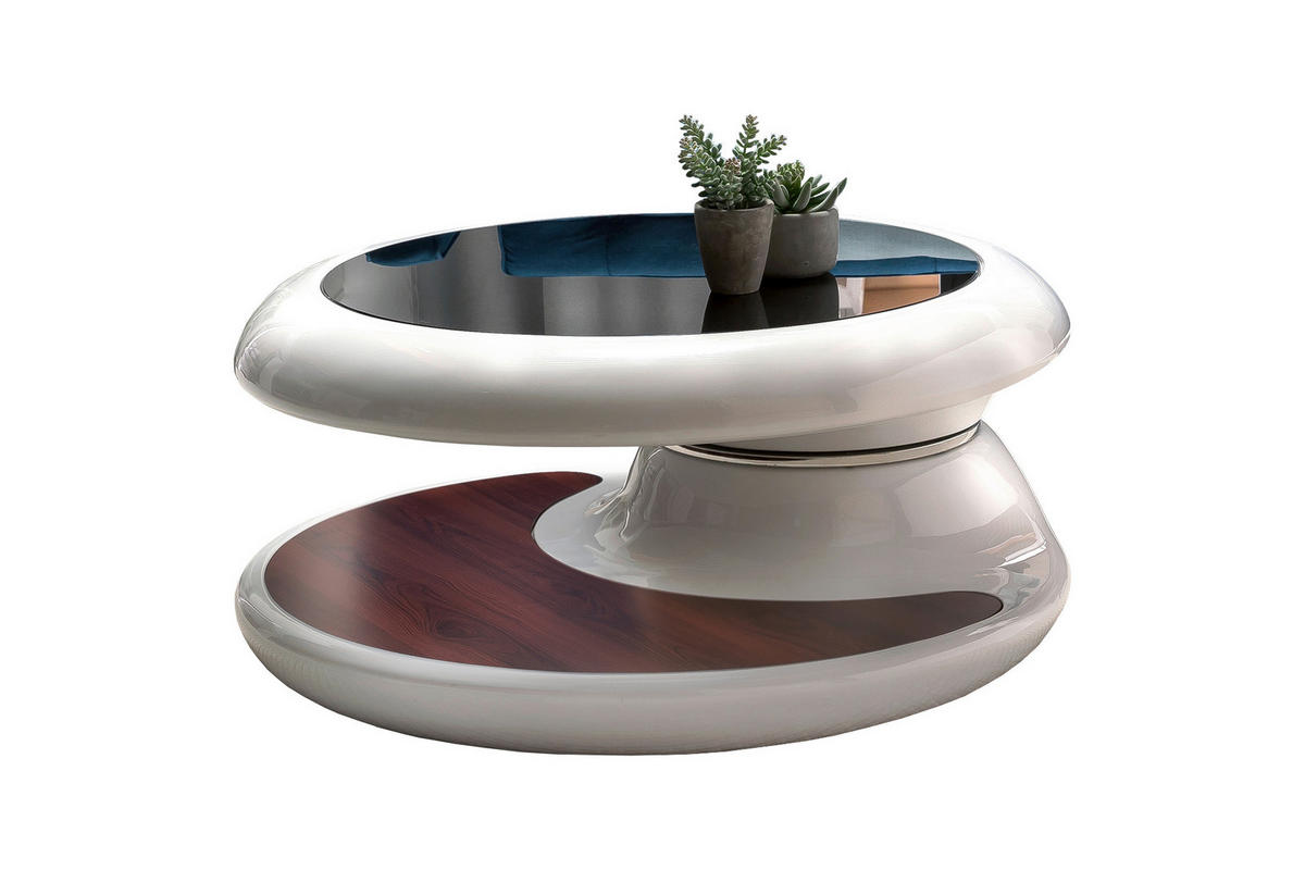 COUCHTISCH in Kunststoff, Glas 90/90/42 cm  - Weiß Hochglanz/Schwarz, Design, Glas/Kunststoff (90/90/42cm) - Livetastic