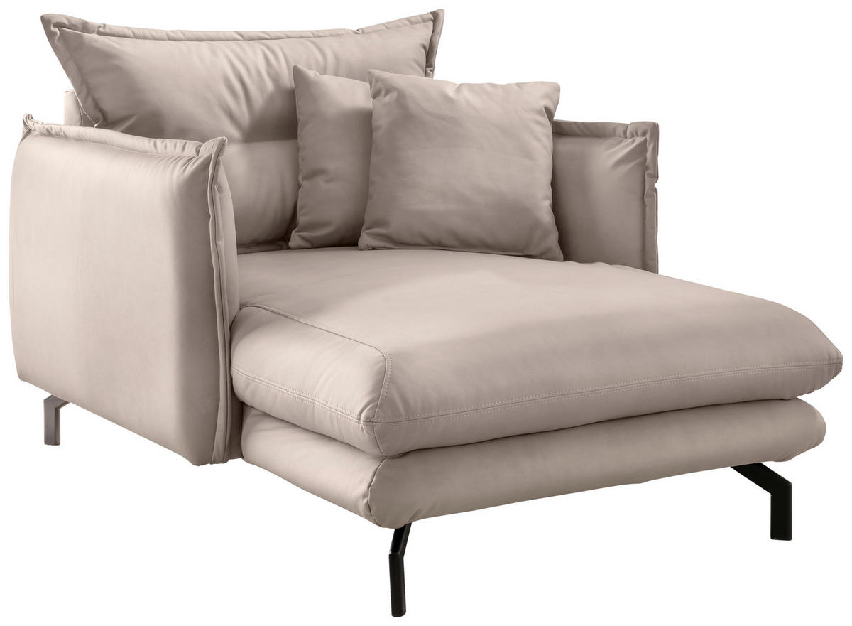 XXL-SESSEL Lederlook Beige    - Beige/Schwarz, MODERN, Textil/Metall (111/101/167cm) - Livetastic