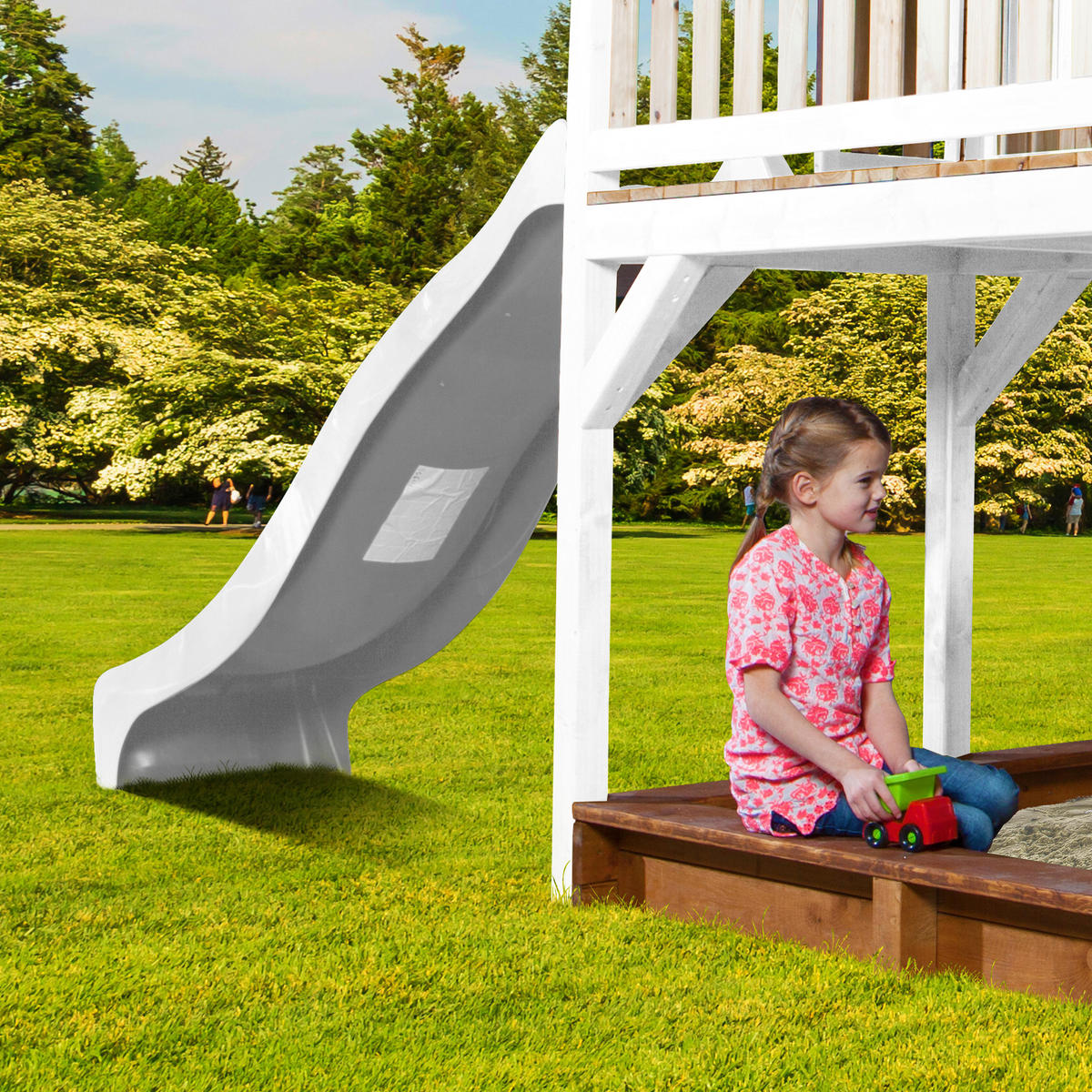 SPIELTURM 377/291/255 cm  - Braun/Weiß, KONVENTIONELL, Holz (377/291/255cm) - Ambia Garden