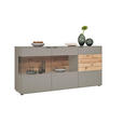 SIDEBOARD Grau, Eichefarben  181,9/87,9/45,2 cm  - Eichefarben/Schwarz, Design, Glas/Holz (181,9/87,9/45,2cm) - Dieter Knoll