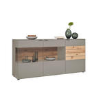 SIDEBOARD Grau, Eichefarben  181,9/87,9/45,2 cm  - Eichefarben/Schwarz, Design, Glas/Holz (181,9/87,9/45,2cm) - Dieter Knoll