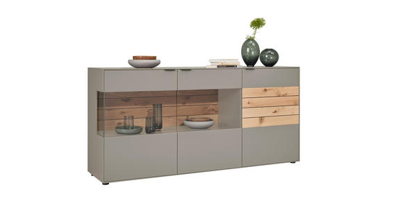 SIDEBOARD Grau, Eichefarben  181,9/87,9/45,2 cm  - Eichefarben/Schwarz, Design, Glas/Holz (181,9/87,9/45,2cm) - Dieter Knoll
