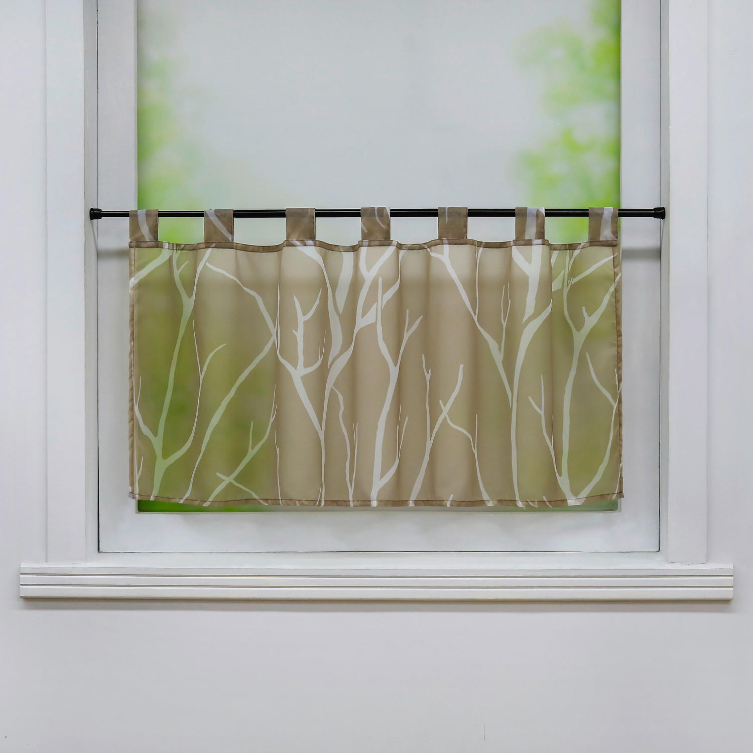 SCHEIBENGARDINE   120/60 cm   - Sandfarben/Weiß, Basics, Textil (120/60cm)