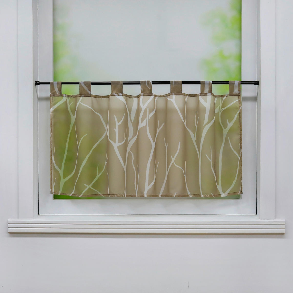 SCHEIBENGARDINE   120/45 cm   - Sandfarben/Weiß, Basics, Textil (120/45cm)