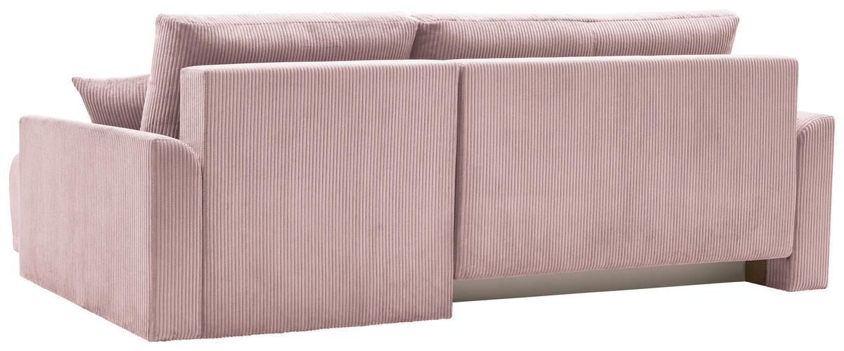 ECKSOFA KIMMY Rosa Cord Zierkissen, Rückenkissen, Bettkasten  - Schwarz/Rosa, Design, Kunststoff/Textil (233/146cm) - P & B