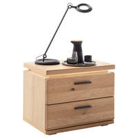NACHTSCHRANK 60/48/42 cm Eiche massiv, furniert  - Eiche Bianco/Schwarz, Natur, Holz/Holzwerkstoff (60/48/42cm) - Linea Natura