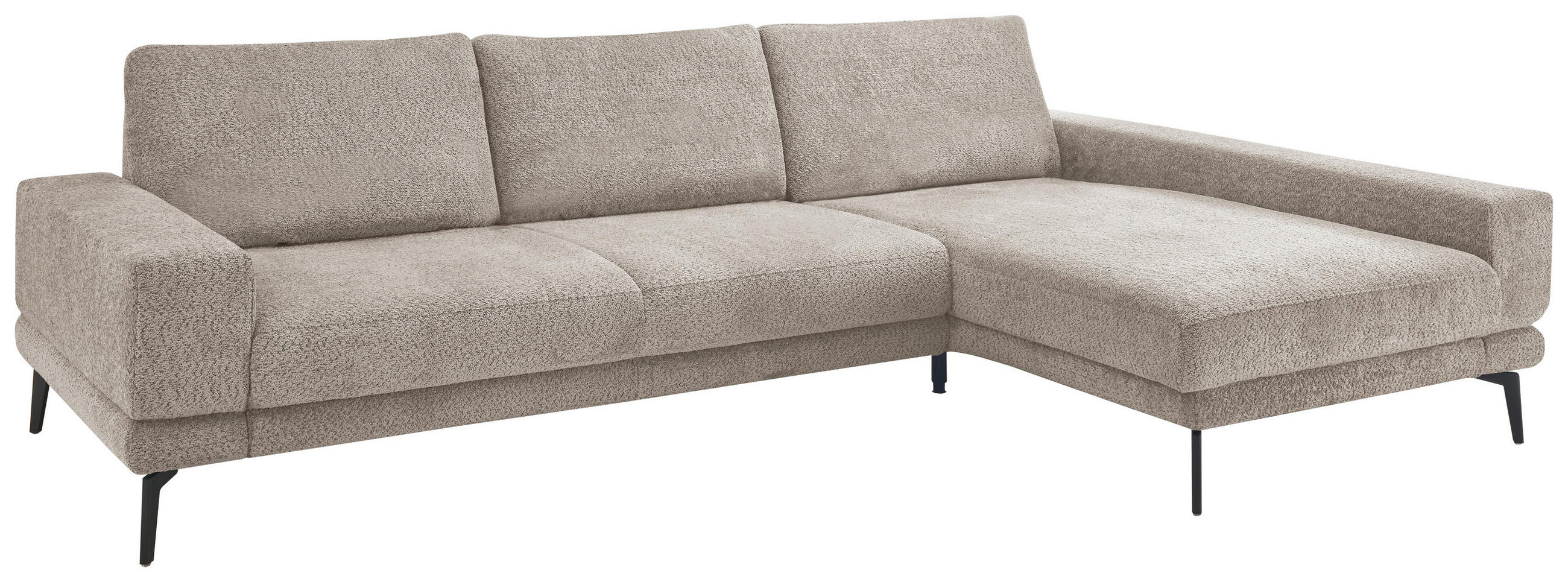 ECKSOFA Grau Chenille  - Schwarz/Grau, KONVENTIONELL, Textil/Metall (294/184cm) - SetOne by Musterring