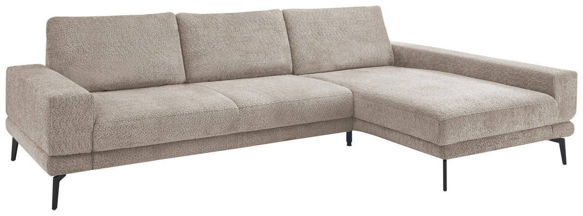 ECKSOFA Grau Chenille  - Schwarz/Grau, KONVENTIONELL, Textil/Metall (294/184cm) - SetOne by Musterring