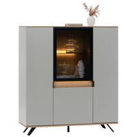 VYSOKÁ KOMODA, šedá, barvy dubu, 130,5/134,6/42 cm - šedá/barvy dubu, Design, kov/kompozitní dřevo (130,5/134,6/42cm) - Dieter Knoll