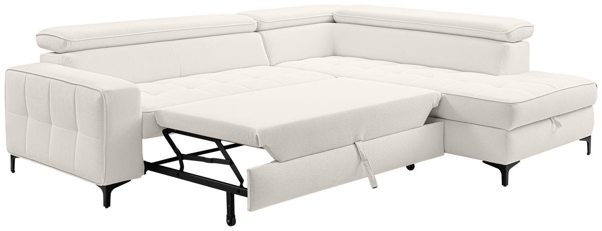 ECKSOFA  in Struktur Hellgrau  251/203 cm  - Hellgrau/Schwarz, Design, Textil/Metall (251/203cm) - MID.YOU