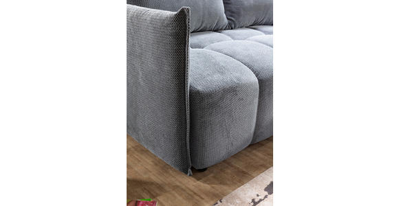 ECKSOFA Grau Plüsch Zierkissen, Rückenkissen, Bettkasten, Schlaffunktion, Rücken echt, Liegefläche im Originalstoff  - Schwarz/Grau, KONVENTIONELL, Kunststoff/Textil (253/192cm) - Carryhome