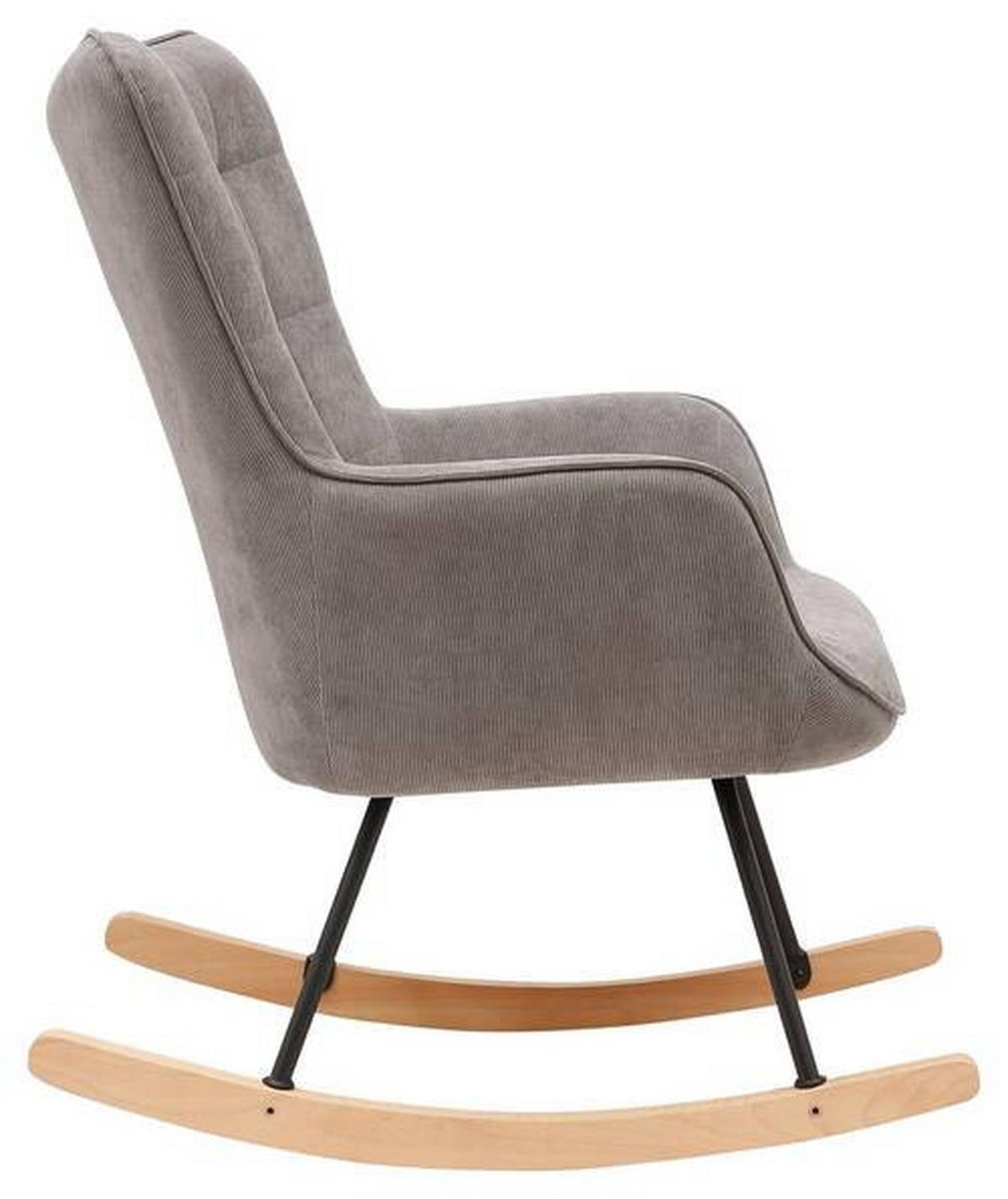 SCHAUKELSESSEL Cord Grau    - Buchefarben/Schwarz, MODERN, Holz/Textil (72/92/92cm) - MID.YOU