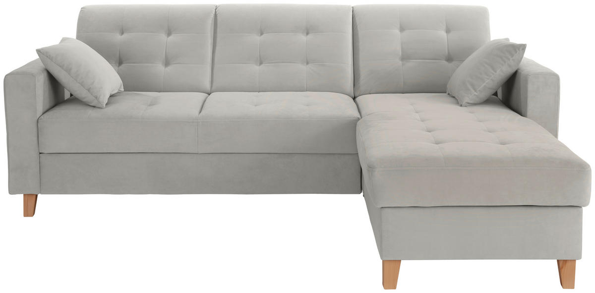 HÖRNSOFFA i sammet ljusgrå  - ljusgrå/naturfärgad, Design, trä/textil (231/160cm) - Livetastic