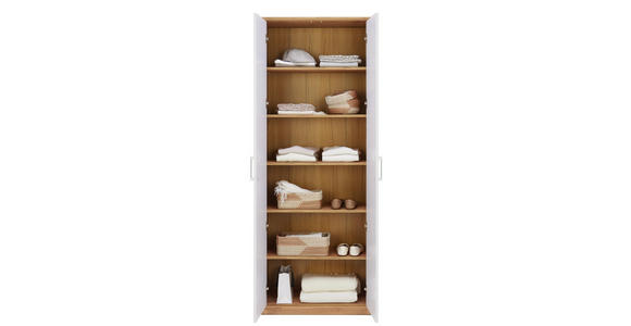 MEHRZWECKSCHRANK in Weiß, Eichefarben - Eichefarben/Silberfarben, KONVENTIONELL, Holzwerkstoff/Kunststoff (72/194/36cm) - Xora