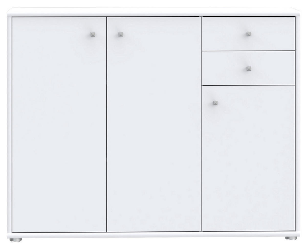 KOMMODE 108,8/85,5/34,8 cm  in Weiss  - Weiss/Alufarben, Design, Holzwerkstoff (108,8/85,5/34,8cm)