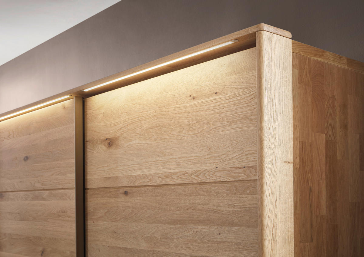 SCHIEBETÜRENSCHRANK 301,9/223,3/67,5 cm 3-türig Bronzefarben, Wildeiche  - Wildeiche/Bronzefarben, Natur, Glas/Holz (301,9/223,3/67,5cm) - Valnatura