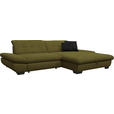 ECKSOFA in Mikrofaser Grün 290/198 cm - Schwarz/Grün, Design, Textil/Metall (290/198cm) - Xora