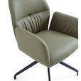 ARMLEHNSTUHL  Sitzfläche 360° drehbar, automatische Rückholfunktion  Echtleder  - Schwarz/Hellgrün, Design, Leder/Metall (62/89/63cm) - Dieter Knoll