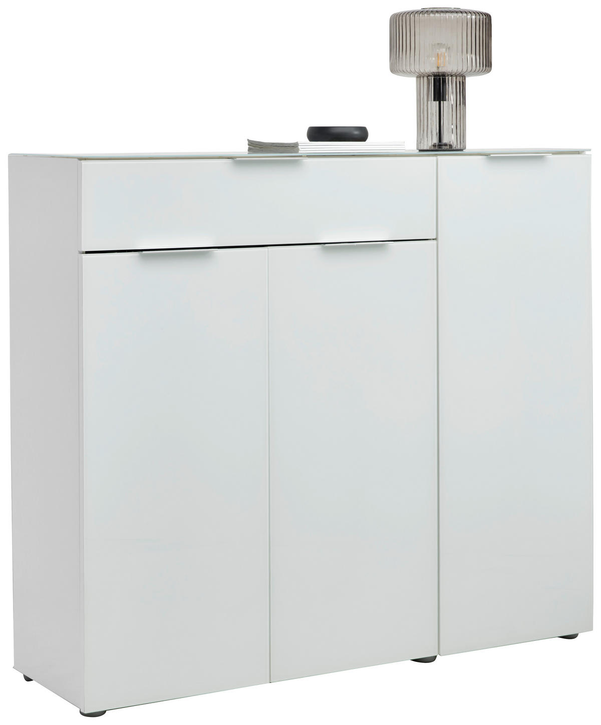 OMARA ZA ČEVLJE bela, visoki sijaj - bela/barve aluminija, Design, kovina/steklo (135,6/117/40,5cm) - Voleo