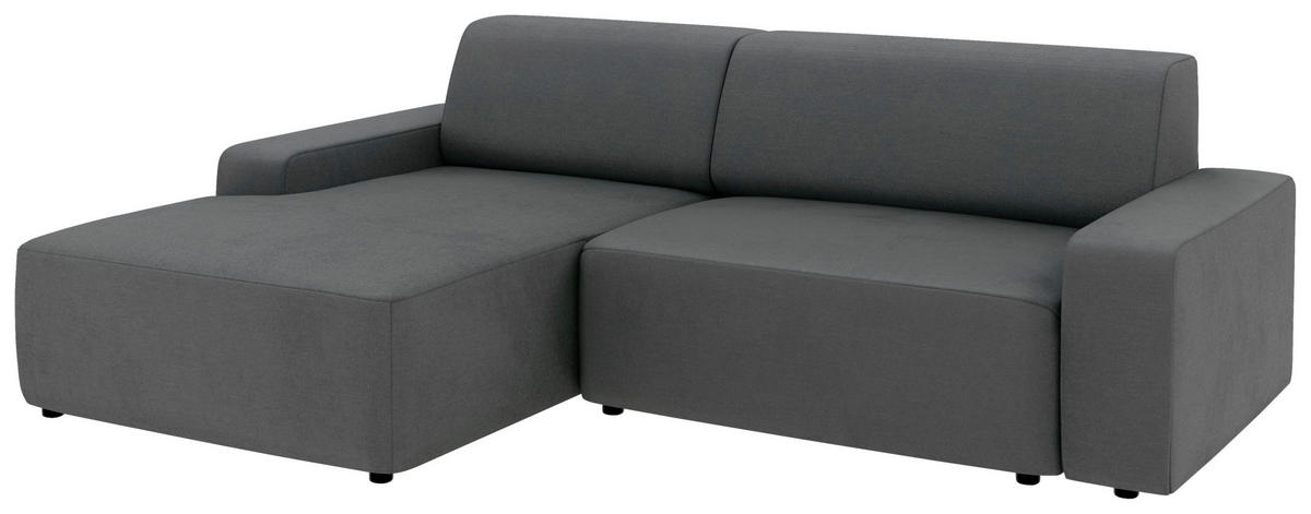 ECKSOFA in Struktur Anthrazit  - Anthrazit/Schwarz, Modern, Kunststoff/Textil (162/246cm) - Trendmanufaktur