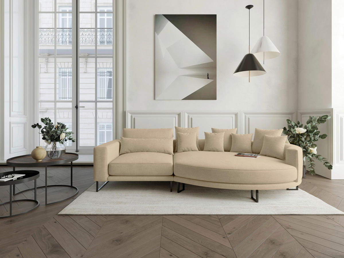 GRAND CANAPÉ in Webstoff Beige  - Beige/Schwarz, Design, Textil/Metall (150/283cm) - Livetastic