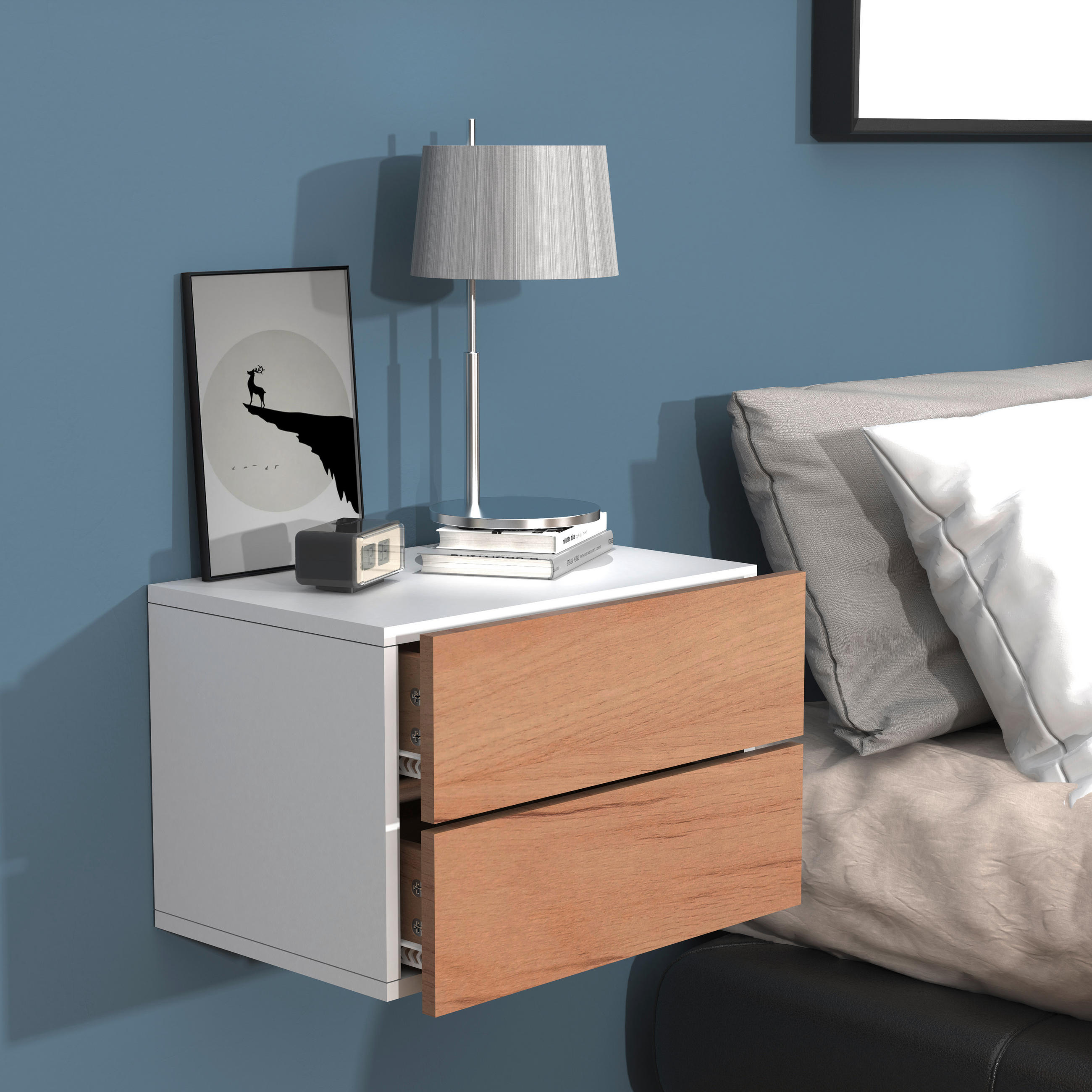 NACHTSCHRANK 45/30/32 cm  - Eichefarben/Weiß, MODERN, Holzwerkstoff (45/30/32cm) - MID.YOU