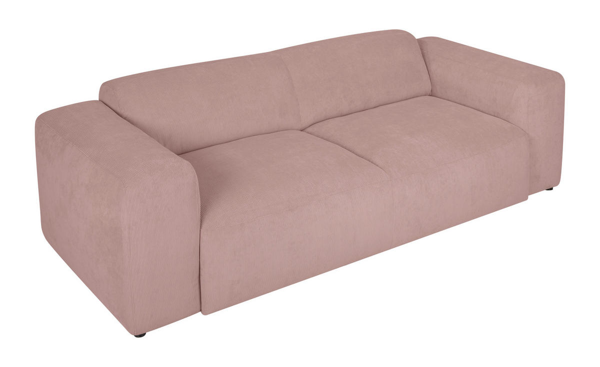 3-SITZER-SOFA in Cord Rosa  - Schwarz/Rosa, Design, Kunststoff/Textil (247/75/104cm) - MID.YOU