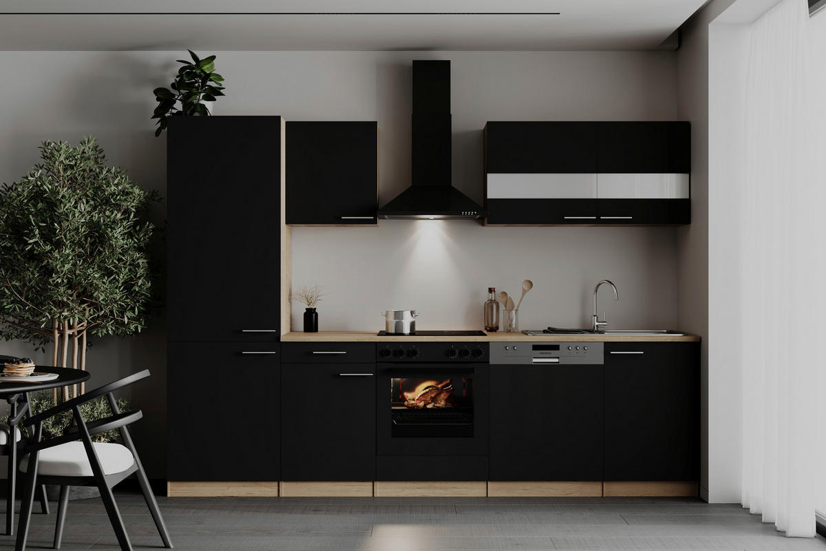 MODULKÖK 280 cm   i svart  - stålfärgad/svart, Basics, metall/trämaterial (280cm) - Respekta