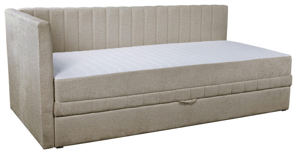 SCHLAFSOFA in Struktur Hellbraun  - Hellbraun/Schwarz, Design, Holz/Holzwerkstoff (212/83/99cm) - MID.YOU