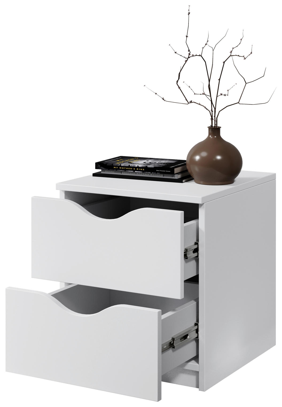 SÄNGBORD i vit  - vit/svart, Basics, trämaterial/plast (40/45/42cm) - Best Price