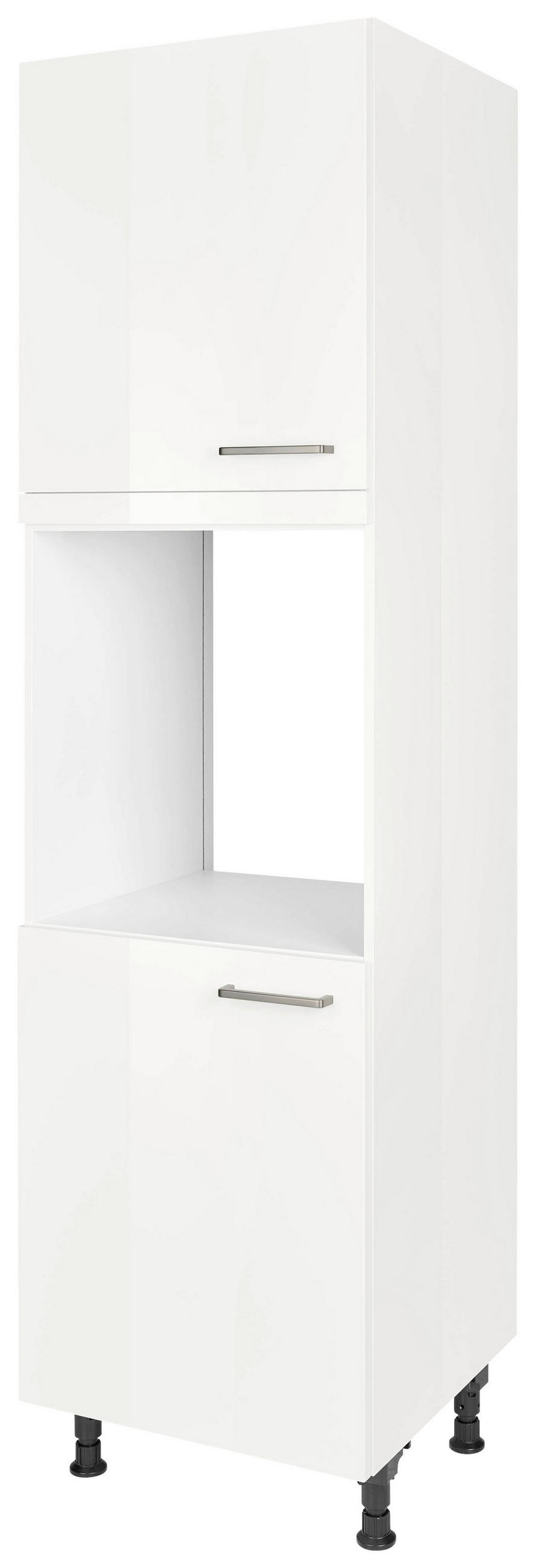 GERÄTEUMBAUSCHRANK 60/216,6/58 cm  in Weiß Hochglanz  - Edelstahlfarben/Weiß Hochglanz, MODERN, Holzwerkstoff/Metall (60/216,6/58cm) - Nobilia