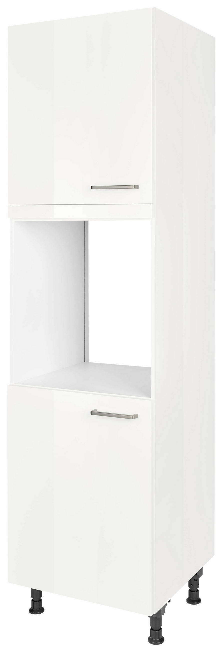 GERÄTEUMBAUSCHRANK 60/216,6/58 cm  in Weiß Hochglanz  - Edelstahlfarben/Weiß Hochglanz, MODERN, Holzwerkstoff/Metall (60/216,6/58cm) - Nobilia