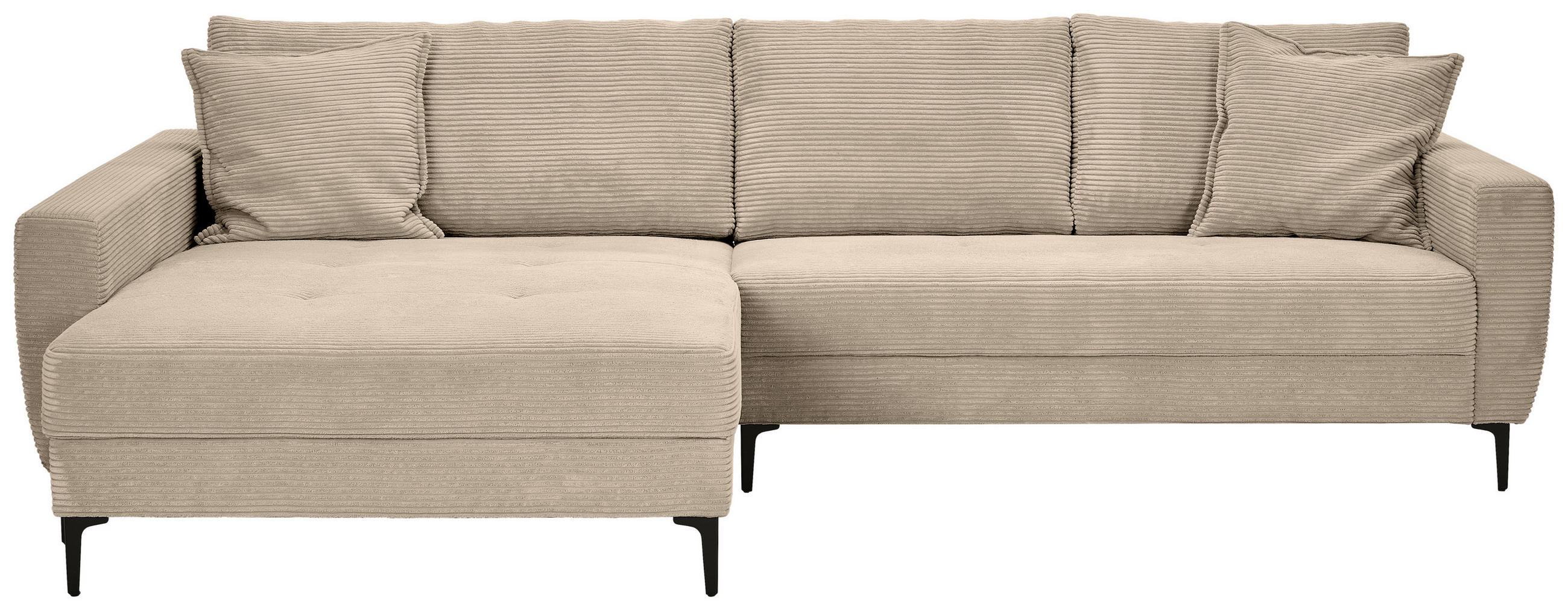 ECKSOFA Beige Cord  - Beige/Schwarz, Design, Textil/Metall (174/283cm) - Xora